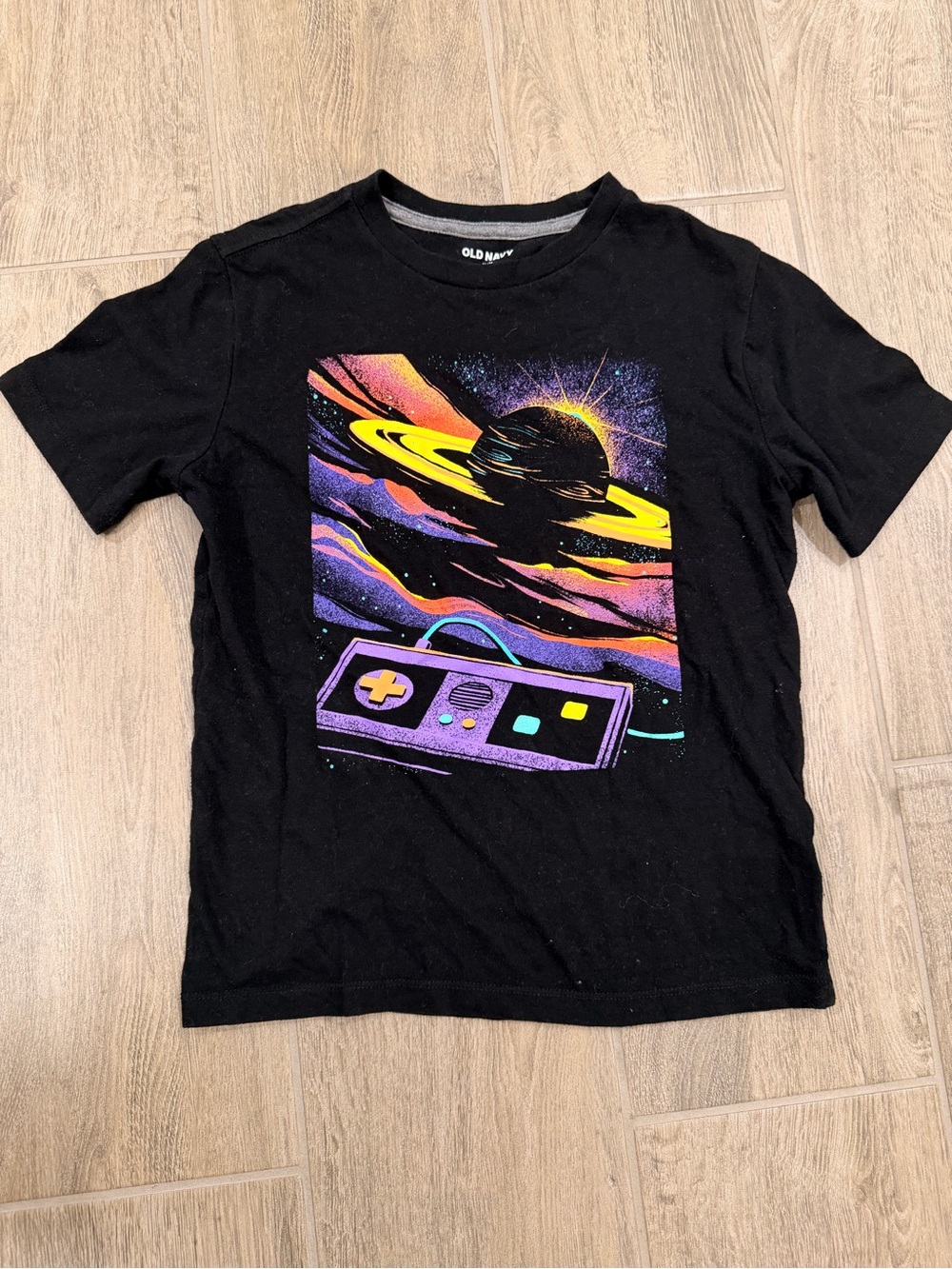 Old Navy Black Tee with White Logo